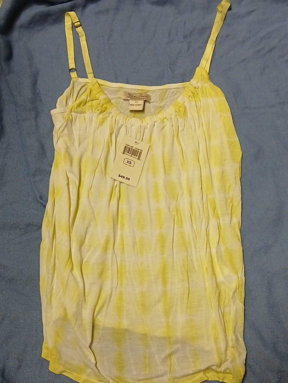 Lucky Brand Yellow and White Tie-Dye Camisole XS